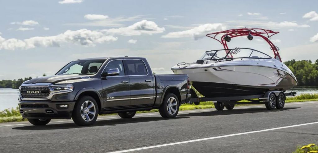 2021 Ram Truck pulling a boat