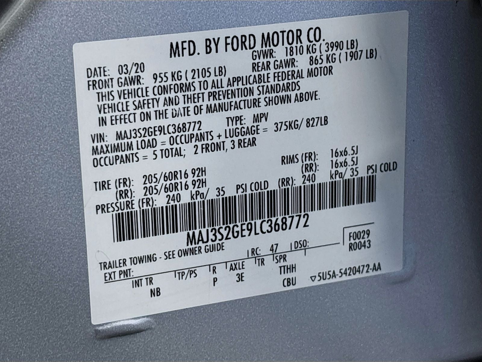 2020 Ford EcoSport SE