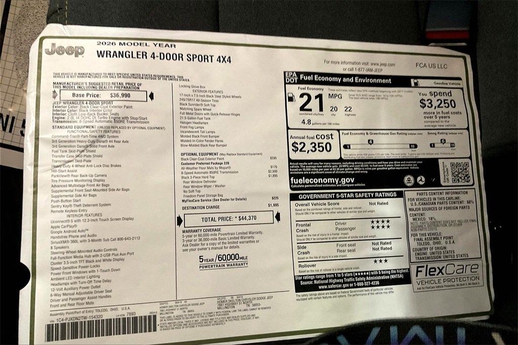 2026 Jeep Wrangler Sport