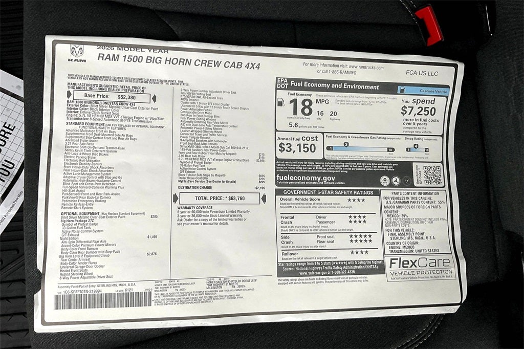 2026 RAM Ram 1500 Big Horn/Lone Star