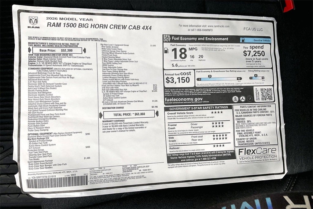 2026 RAM Ram 1500 Big Horn/Lone Star