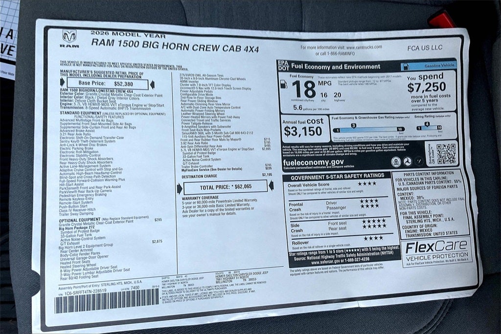 2026 RAM Ram 1500 Big Horn/Lone Star