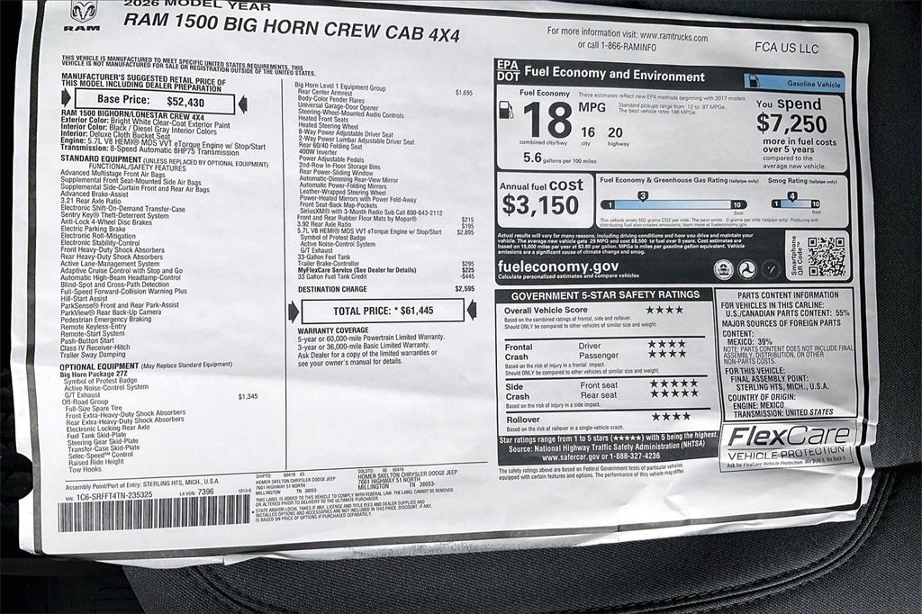 2026 RAM Ram 1500 Big Horn/Lone Star