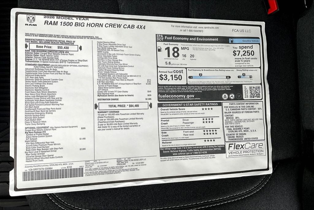 2026 RAM Ram 1500 Big Horn/Lone Star