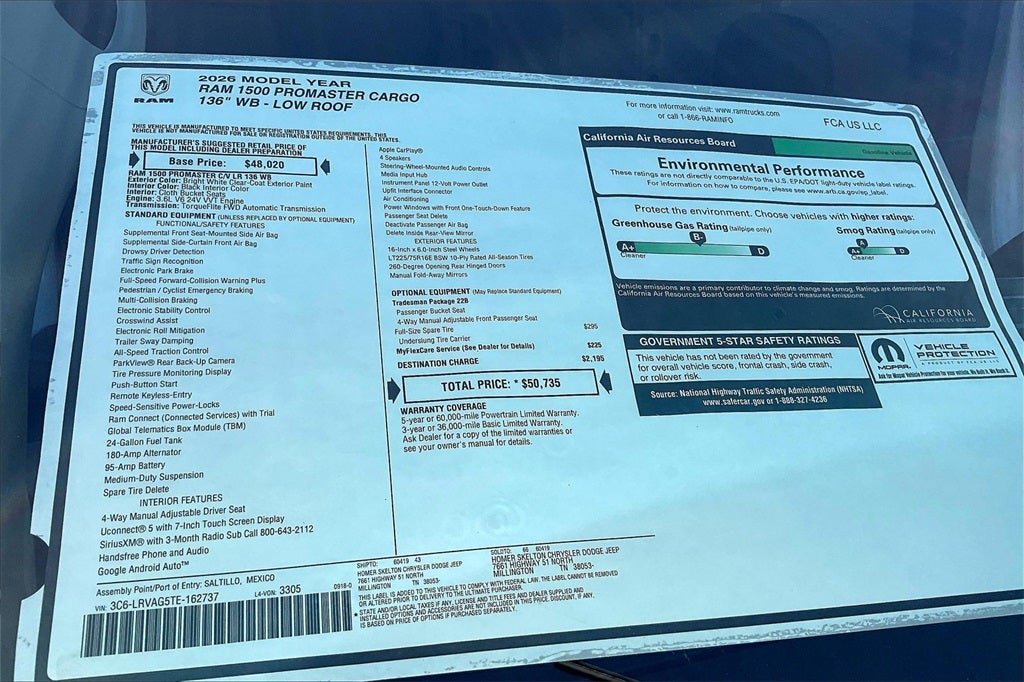 2026 RAM Ram ProMaster Low Roof