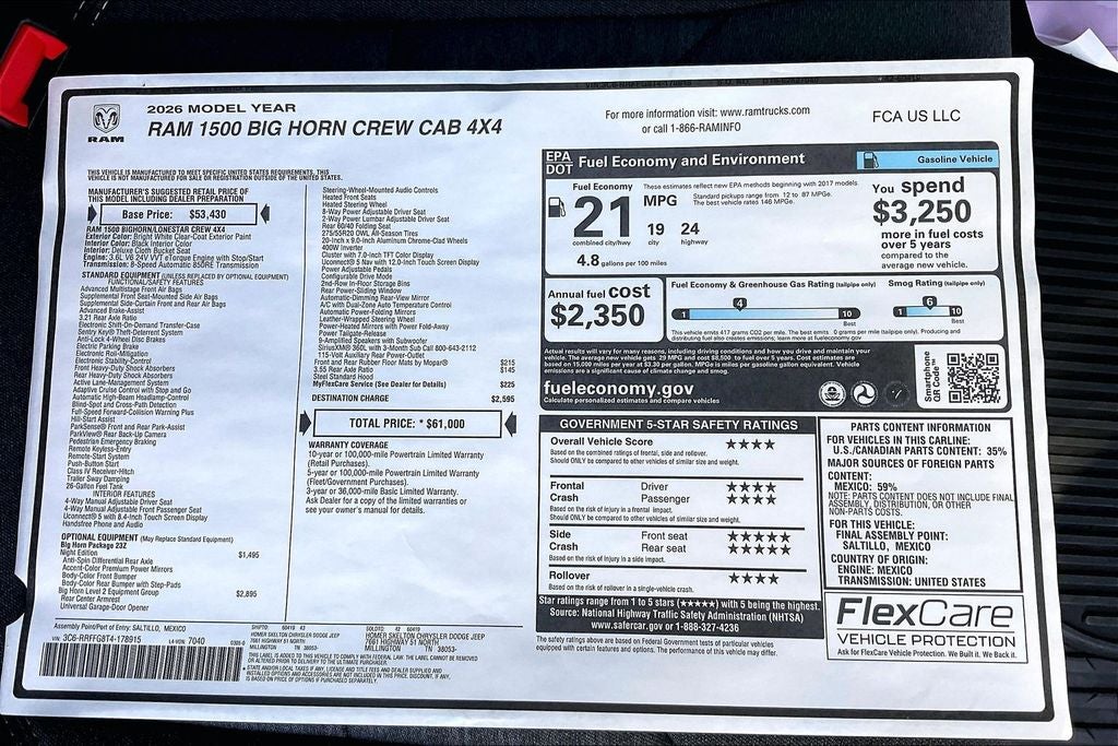 2026 RAM Ram 1500 Big Horn/Lone Star