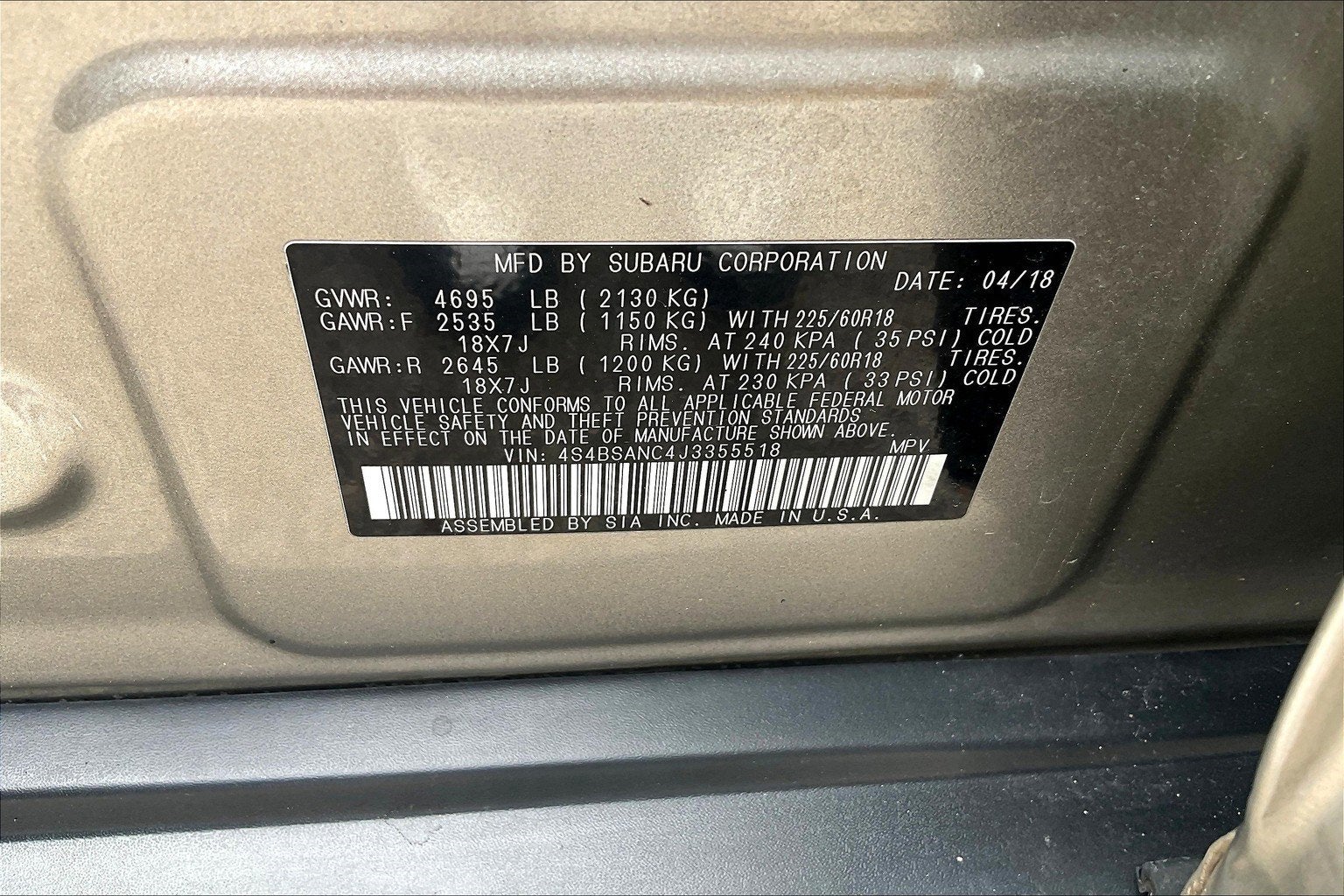 2018 Subaru Outback 2.5i Limited