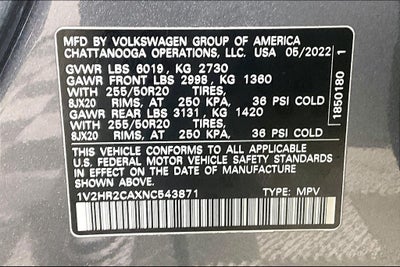 2022 Volkswagen Atlas 3.6L V6 SE w/Technology